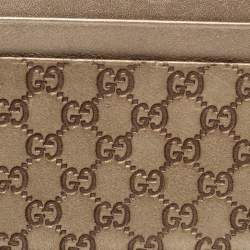 Pre Owned Gucci Metallic Beige Microguccissima Leather Card Holder