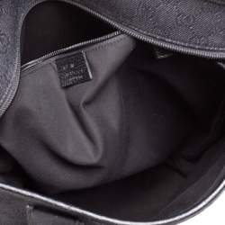 Pre Owned Gucci Black GG Canvas and Leather Front Pocket Vertical Tote
