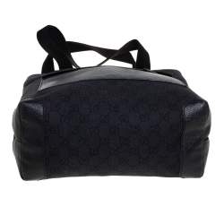 Pre Owned Gucci Black GG Canvas and Leather Front Pocket Vertical Tote