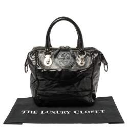 Pre Owned Gucci Black Coated Canvas and Leather Dialux Snow Glam Boston Bag