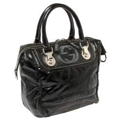 Pre Owned Gucci Black Coated Canvas and Leather Dialux Snow Glam Boston Bag