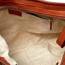Pre Owned Gucci Beige/Orange GG Canvas and Leather Medium Sukey Messenger Bag