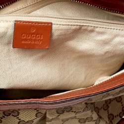 Pre Owned Gucci Beige/Orange GG Canvas and Leather Medium Sukey Messenger Bag