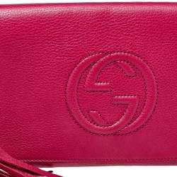 Pre Owned Gucci Pink Leather Soho Clutch