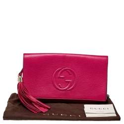 Pre Owned Gucci Pink Leather Soho Clutch