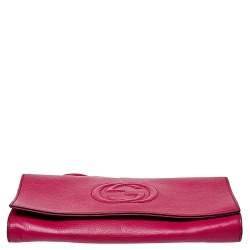 Pre Owned Gucci Pink Leather Soho Clutch