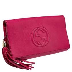 Pre Owned Gucci Pink Leather Soho Clutch
