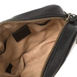 Pre Owned Gucci Black Matelassé Leather Small GG Marmont Camera Crossbody Bag