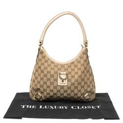 مملوكة مسبقًا Gucci Beige/Cream GG Canvas and Leather Small Abbey D-Ring Hobo
