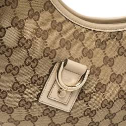 مملوكة مسبقًا Gucci Beige/Cream GG Canvas and Leather Small Abbey D-Ring Hobo