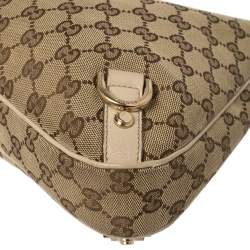 مملوكة مسبقًا Gucci Beige/Cream GG Canvas and Leather Small Abbey D-Ring Hobo