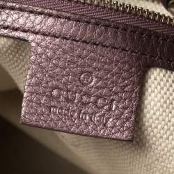 Pre Owned Gucci Metallic Purple Pebbled Leather Soho Tote