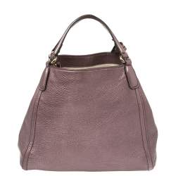 Pre Owned Gucci Metallic Purple Pebbled Leather Soho Tote