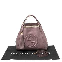Pre Owned Gucci Metallic Purple Pebbled Leather Soho Tote