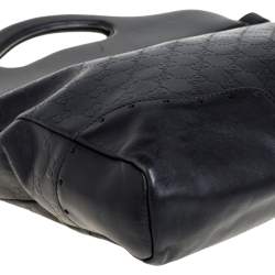 Pre Owned Gucci Black Guccissima Leather Large Punch Tote