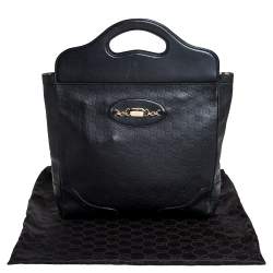 Pre Owned Gucci Black Guccissima Leather Large Punch Tote