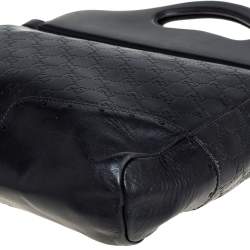 Pre Owned Gucci Black Guccissima Leather Large Punch Tote