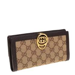 مملوكة مسبقًا Gucci Beige/Brown GG Canvas and Leather Interlocking GG Continental Wallet