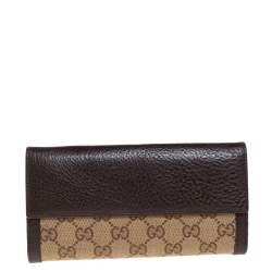 مملوكة مسبقًا Gucci Beige/Brown GG Canvas and Leather Interlocking GG Continental Wallet
