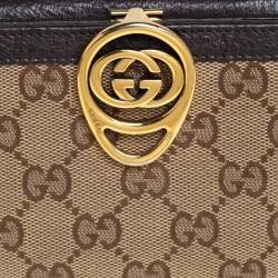 مملوكة مسبقًا Gucci Beige/Brown GG Canvas and Leather Interlocking GG Continental Wallet