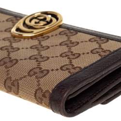 مملوكة مسبقًا Gucci Beige/Brown GG Canvas and Leather Interlocking GG Continental Wallet