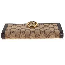 مملوكة مسبقًا Gucci Beige/Brown GG Canvas and Leather Interlocking GG Continental Wallet