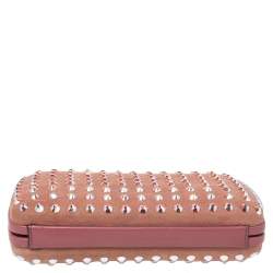 Pre Owned Gucci Pink Suede Crystal Embellished Broadway Clutch
