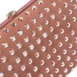 Pre Owned Gucci Pink Suede Crystal Embellished Broadway Clutch