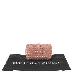 Pre Owned Gucci Pink Suede Crystal Embellished Broadway Clutch