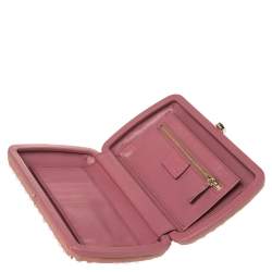 Pre Owned Gucci Pink Suede Crystal Embellished Broadway Clutch
