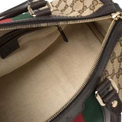 Pre Owned Gucci Beige/Brown GG Canvas and Leather Medium Vintage Web Boston Bag