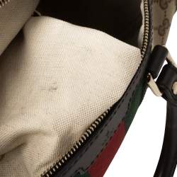 Pre Owned Gucci Beige/Brown GG Canvas and Leather Medium Vintage Web Boston Bag