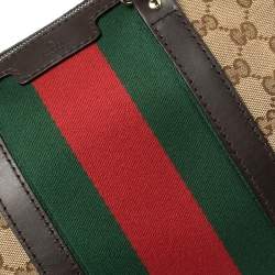 Pre Owned Gucci Beige/Brown GG Canvas and Leather Medium Vintage Web Boston Bag