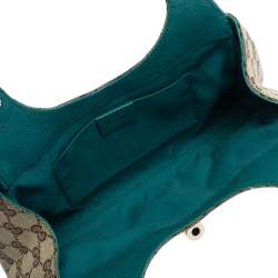 Pre Owned Gucci Teal/Beige GG Canvas and Leather Small Bardot Hobo