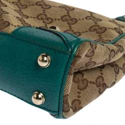 Pre Owned Gucci Teal/Beige GG Canvas and Leather Small Bardot Hobo