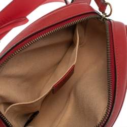 Pre Owned Gucci Red Matelasse Leather GG`Marmont Belt Bag