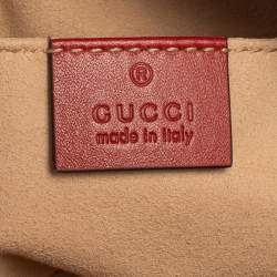 Pre Owned Gucci Red Matelasse Leather GG`Marmont Belt Bag