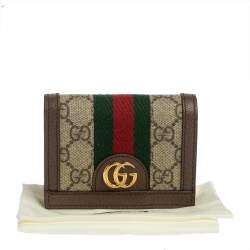 Gucci Brown GG Supreme Canvas and Leather Web Ophidia Card Case Wallet