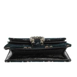 Pre Owned Gucci Blue GG Velvet Super Mini Dionysus Crossbody Bag