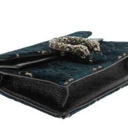 Pre Owned Gucci Blue GG Velvet Super Mini Dionysus Crossbody Bag