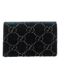 Pre Owned Gucci Blue GG Velvet Super Mini Dionysus Crossbody Bag