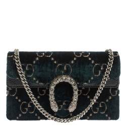 Pre Owned Gucci Blue GG Velvet Super Mini Dionysus Crossbody Bag