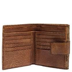 Pre Owned Gucci Beige GG Canvas and Leather French Flap Wallet