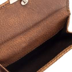 Pre Owned Gucci Beige GG Canvas and Leather French Flap Wallet