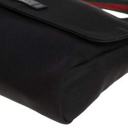 Pre Owned Gucci Black Techno Canvas Web Flap Messenger Bag