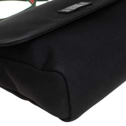 Pre Owned Gucci Black Techno Canvas Web Flap Messenger Bag