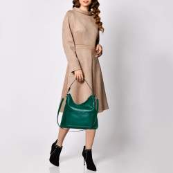 مملوكة مسبقًا Gucci Green Guccissima Leather Top Zip Hobo