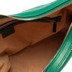 مملوكة مسبقًا Gucci Green Guccissima Leather Top Zip Hobo