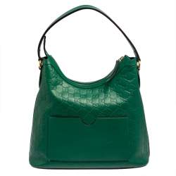 مملوكة مسبقًا Gucci Green Guccissima Leather Top Zip Hobo