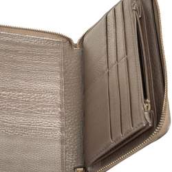 Pre Owned Gucci Metallic Beige Leather Soho Zip Around Organizer Wallet